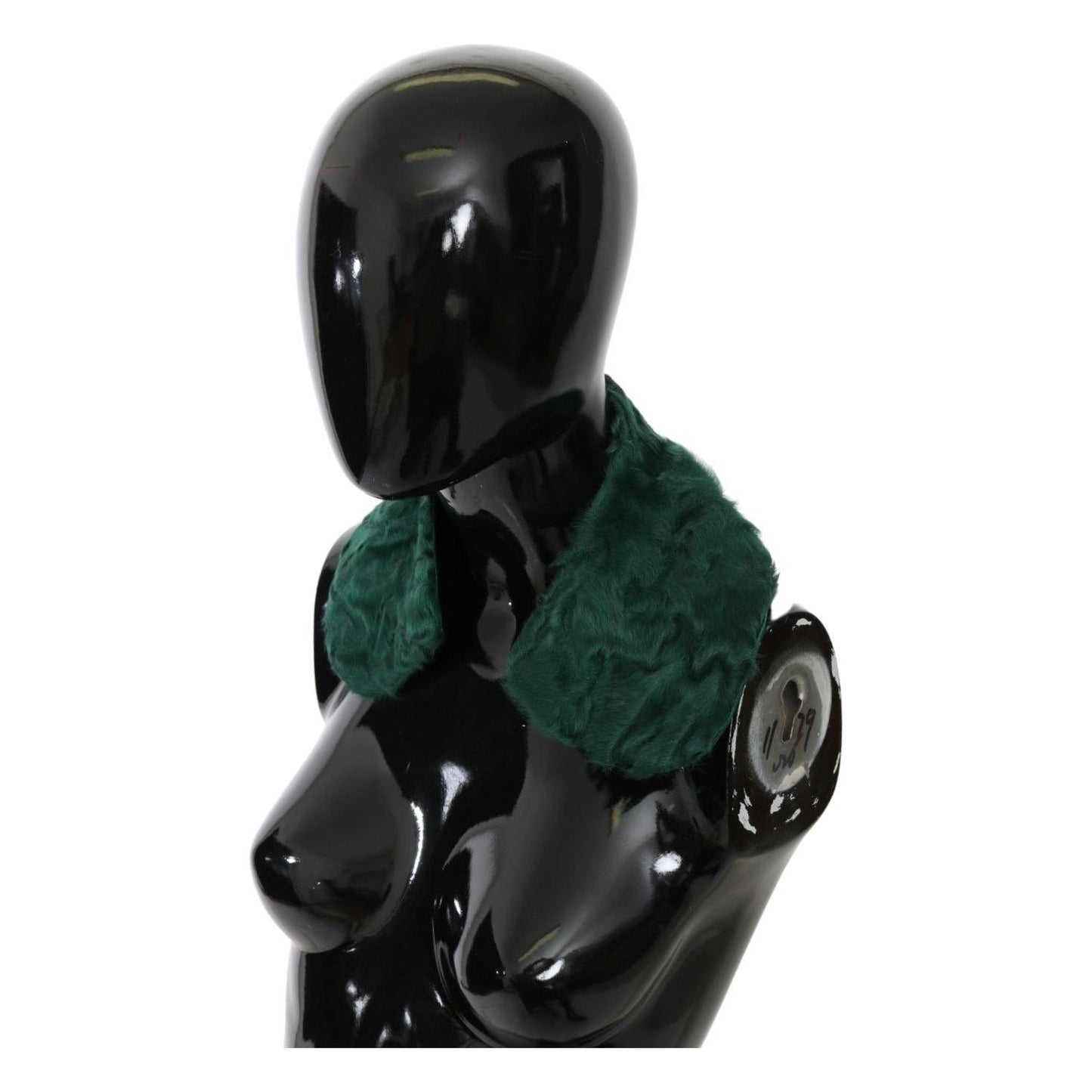 Dolce & Gabbana Green Fur Shoulder Collar Wrap Lambskin Scarf Dolce & Gabbana