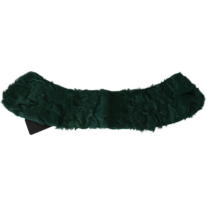 Dolce & Gabbana Green Fur Shoulder Collar Wrap Lambskin Scarf Dolce & Gabbana