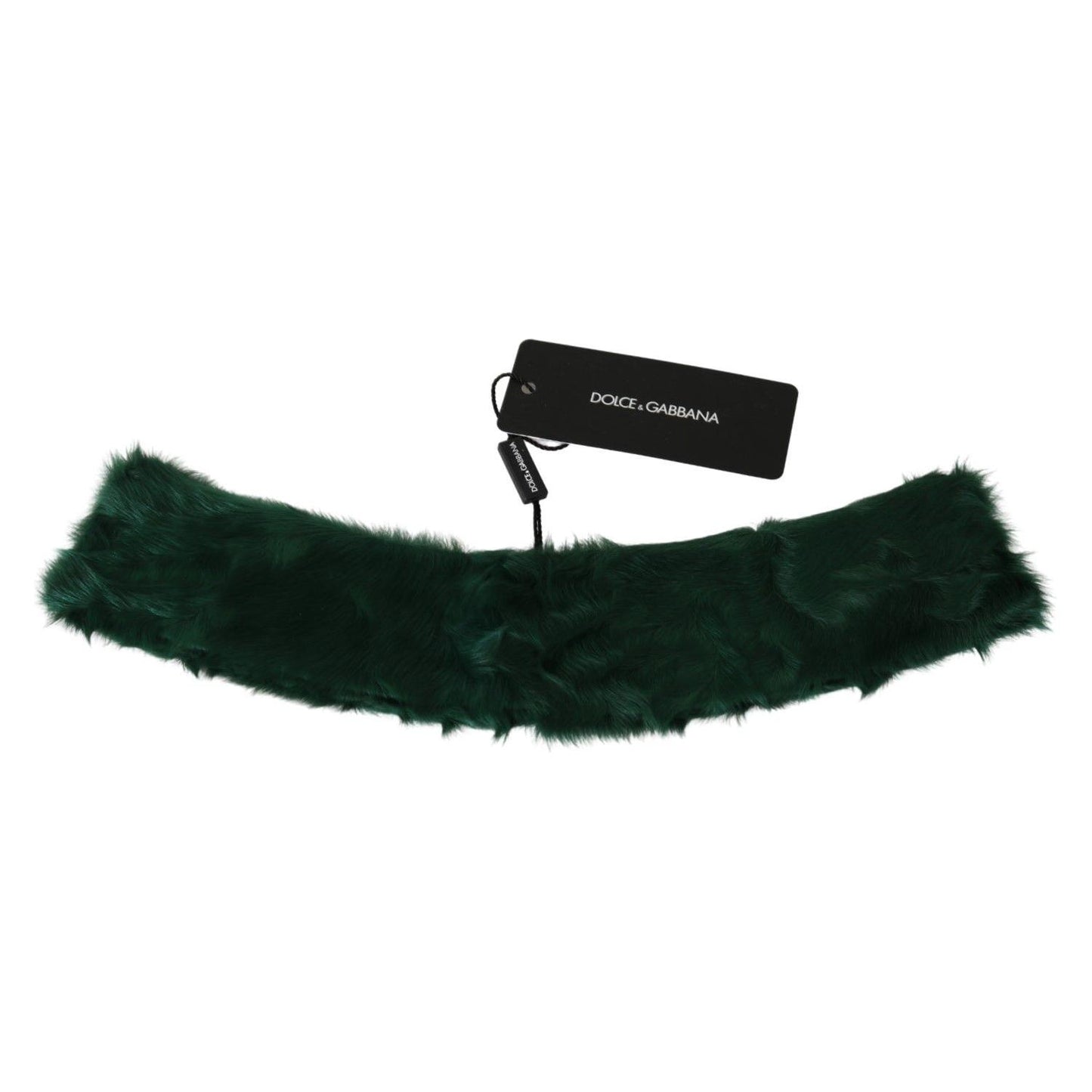 Dolce & Gabbana Green Fur Neck Collar Wrap Lambskin Scarf Dolce & Gabbana