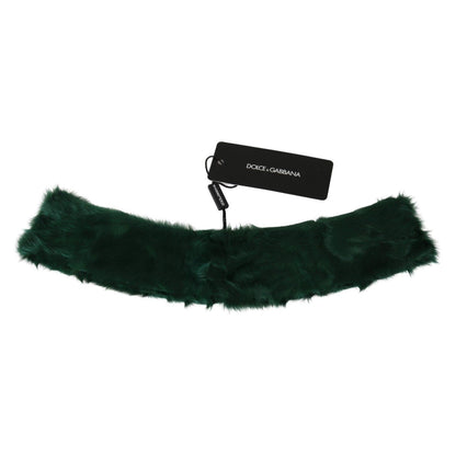 Dolce & Gabbana Green Fur Neck Collar Wrap Lambskin Scarf Dolce & Gabbana
