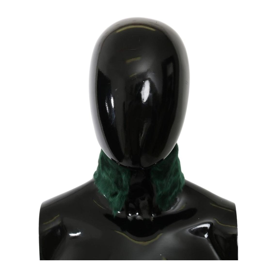 Dolce & Gabbana Green Fur Neck Collar Wrap Lambskin Scarf Dolce & Gabbana