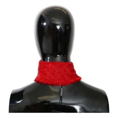 Dolce & Gabbana Red Fur Neck Collar Wrap Lambskin Scarf Dolce & Gabbana