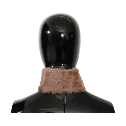 Dolce & Gabbana Beige Fur Neck Collar Lambskin Scarf Dolce & Gabbana