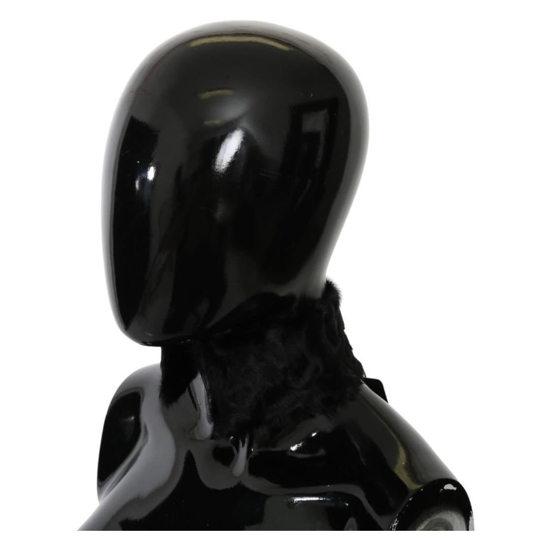 Dolce & Gabbana Black Fur Neck Collar Wrap Lambskin Scarf Dolce & Gabbana