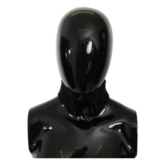 Dolce & Gabbana Black Fur Neck Collar Wrap Lambskin Scarf Dolce & Gabbana