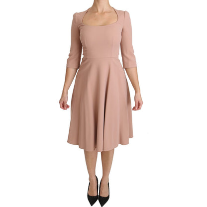Dolce & Gabbana Pink 3/4 Sleeves A-line Viscose Dress Dolce & Gabbana
