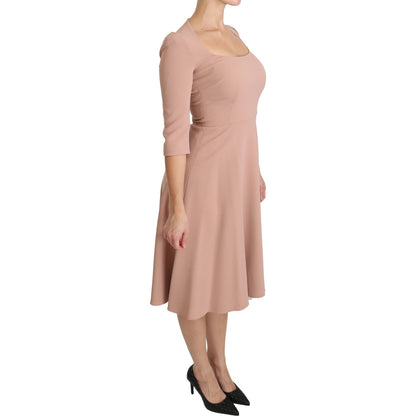 Dolce & Gabbana Pink 3/4 Sleeves A-line Viscose Dress Dolce & Gabbana