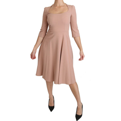 Dolce & Gabbana Pink 3/4 Sleeves A-line Viscose Dress Dolce & Gabbana