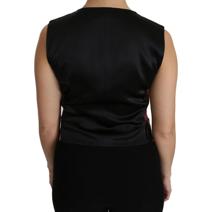 Dolce & Gabbana Black Pink Floral Waistcoat Vest Blouse Top Dolce & Gabbana