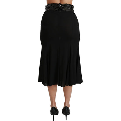 Dolce & Gabbana Black High Waist Mermaid Midi Silk Skirt Dolce & Gabbana