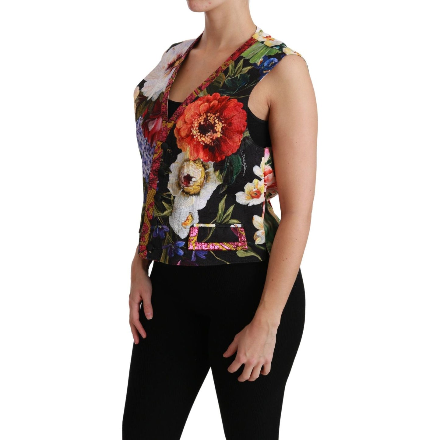 Dolce & Gabbana Multicolor Floral Sleeveless Waistcoat Top Vest Dolce & Gabbana