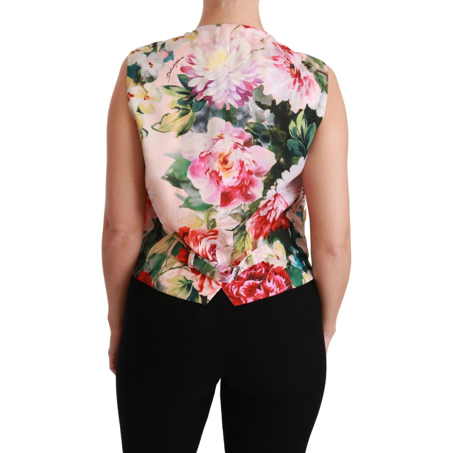 Dolce & Gabbana Multicolor Floral Sleeveless Waistcoat Top Vest Dolce & Gabbana