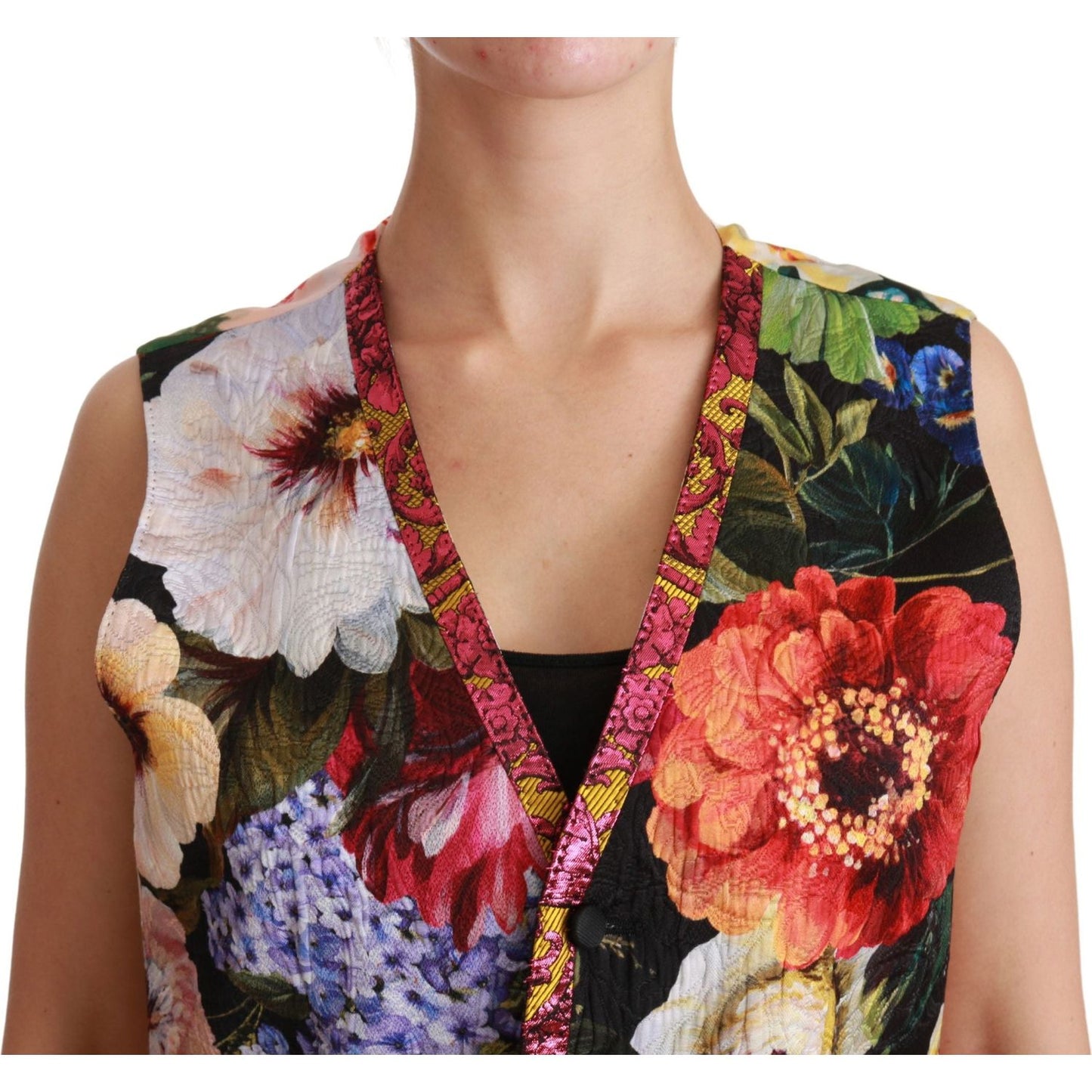 Dolce & Gabbana Multicolor Floral Sleeveless Waistcoat Top Vest Dolce & Gabbana