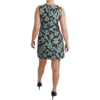 Dolce & Gabbana Blue Floral Brocade Gown Shift Dress Dolce & Gabbana