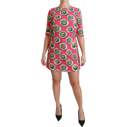 Dolce & Gabbana Pink Silk Cup Cake Shift Stretch Dress Dolce & Gabbana