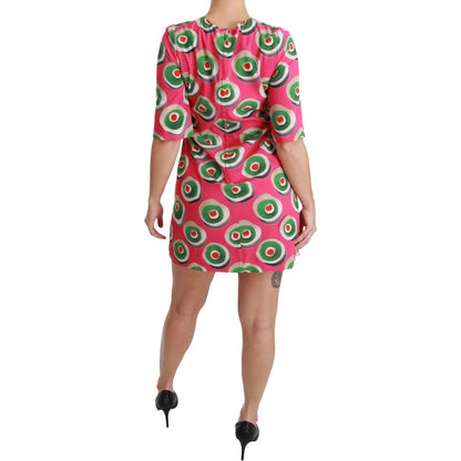 Dolce & Gabbana Pink Silk Cup Cake Shift Stretch Dress Dolce & Gabbana
