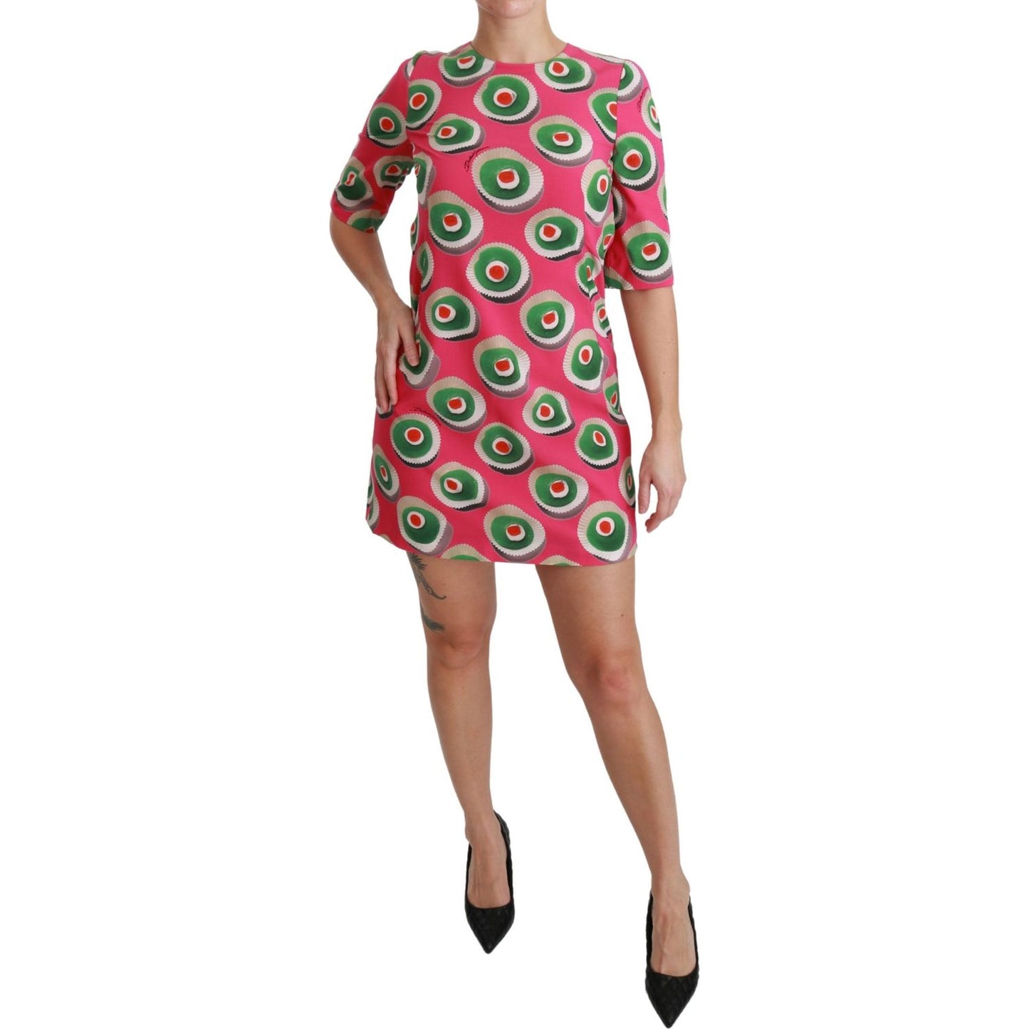 Dolce & Gabbana Pink Silk Cup Cake Shift Stretch Dress Dolce & Gabbana