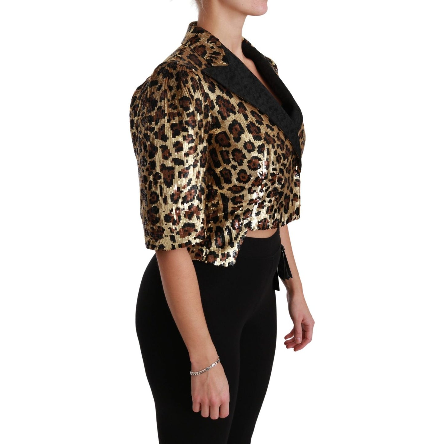 Dolce & Gabbana Blazer Gold Leopard Sequined Jacket Dolce & Gabbana