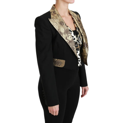 Dolce & Gabbana Black Jacquard Vest Blazer Coat Wool Jacket Dolce & Gabbana