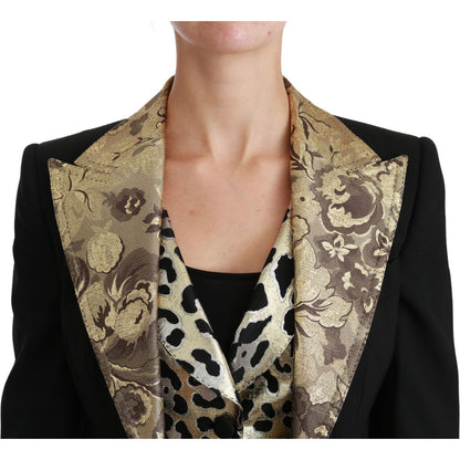 Dolce & Gabbana Black Jacquard Vest Blazer Coat Wool Jacket Dolce & Gabbana