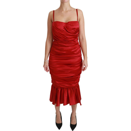 Dolce & Gabbana Red Silk Stretch Mermaid Bodycon Dress Dolce & Gabbana