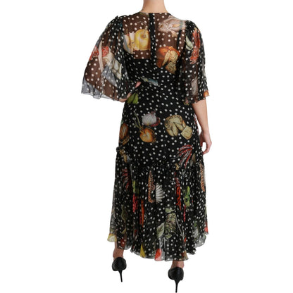 Dolce & Gabbana Black Sea Fish Sicily A-line Shift Dress Dolce & Gabbana