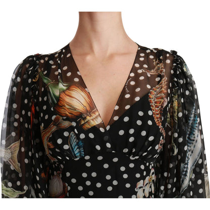 Dolce & Gabbana Black Sea Fish Sicily A-line Shift Dress Dolce & Gabbana