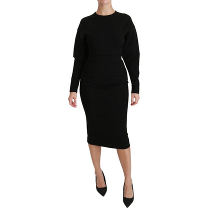 Dolce & Gabbana Black Bodycon Sheath Midi Stretch Dress Dolce & Gabbana