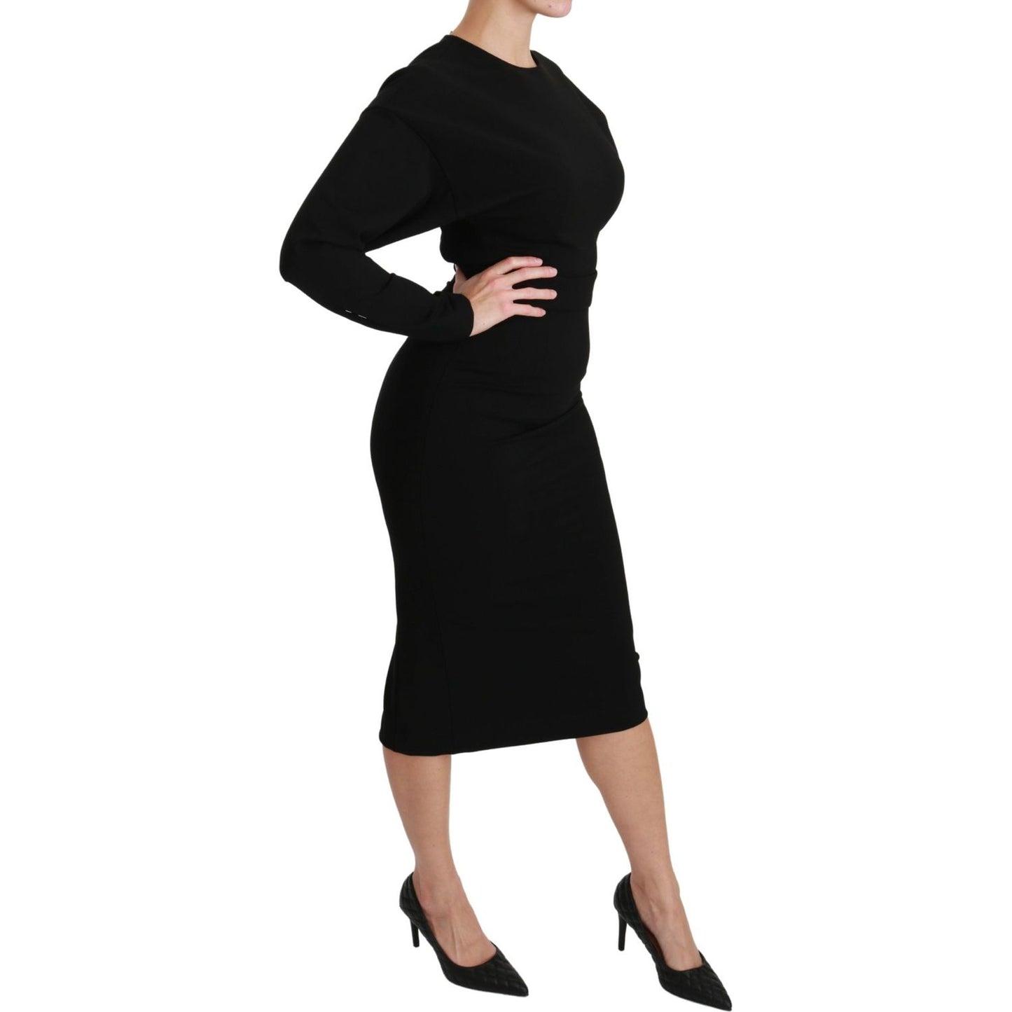 Dolce & Gabbana Black Bodycon Sheath Midi Stretch Dress Dolce & Gabbana