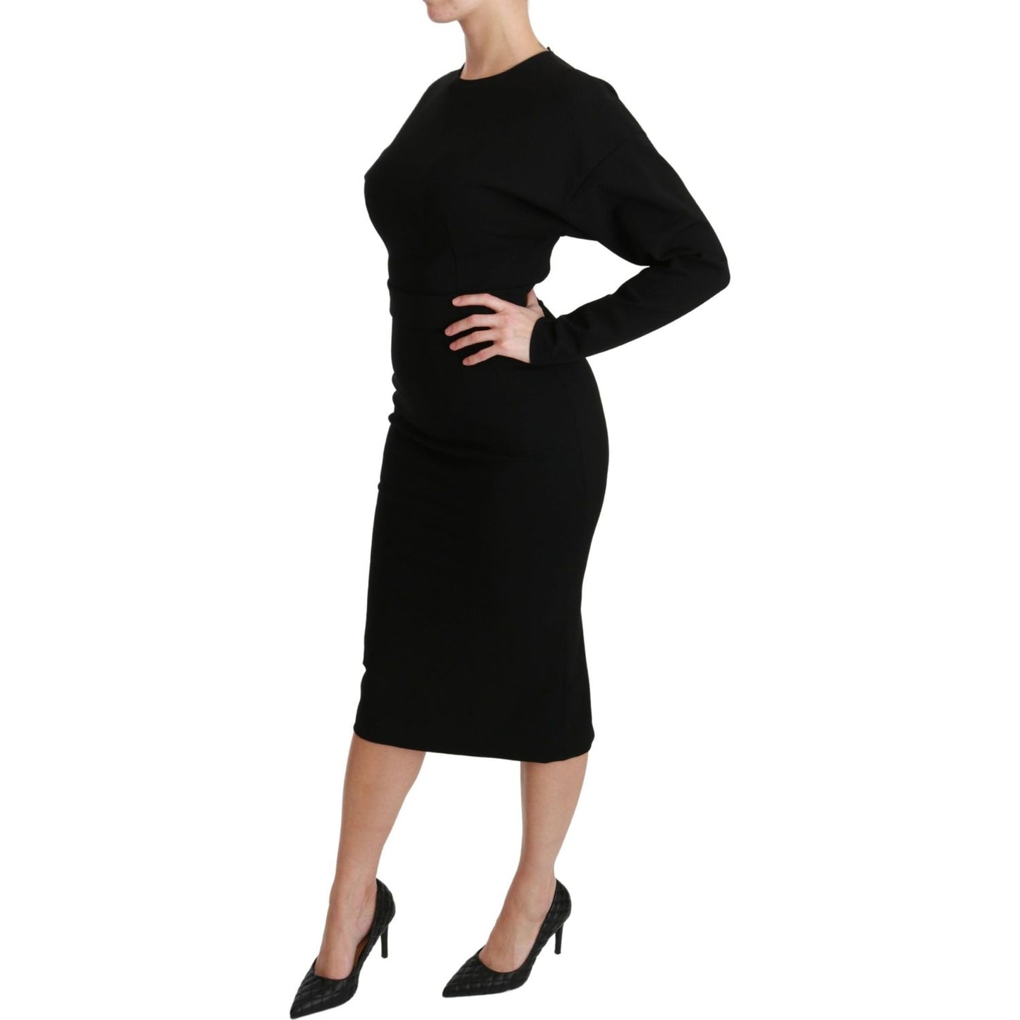 Dolce & Gabbana Black Bodycon Sheath Midi Stretch Dress Dolce & Gabbana