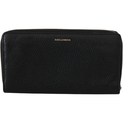 Dolce & Gabbana Black Mens Zipper Continental Purse 100% Leather Wallet Dolce & Gabbana