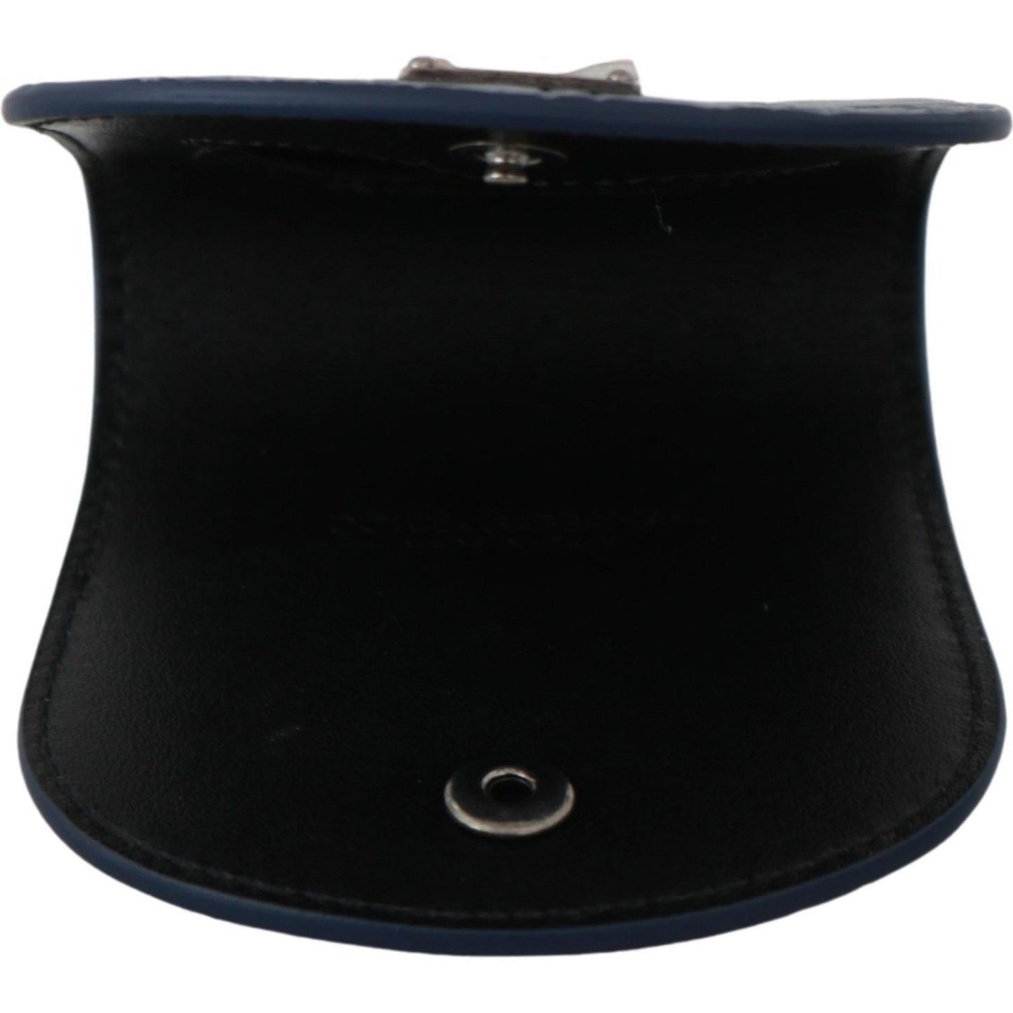 Inside view of the Dolce Gabbana leather condom holder, showing the smooth interior and snap button closure.