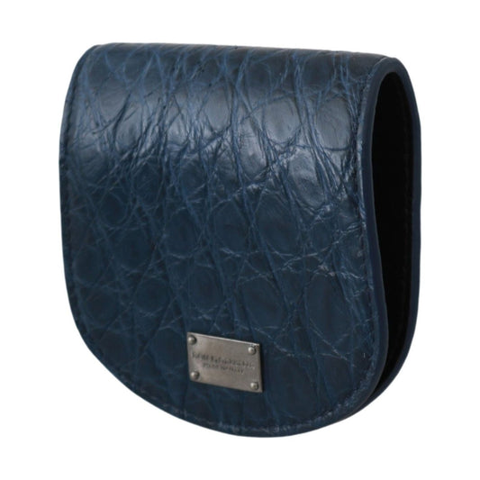 Dolce & Gabbana Blue Holder Pocket Wallet Blue Exotic Skin Condom Case VAS9363