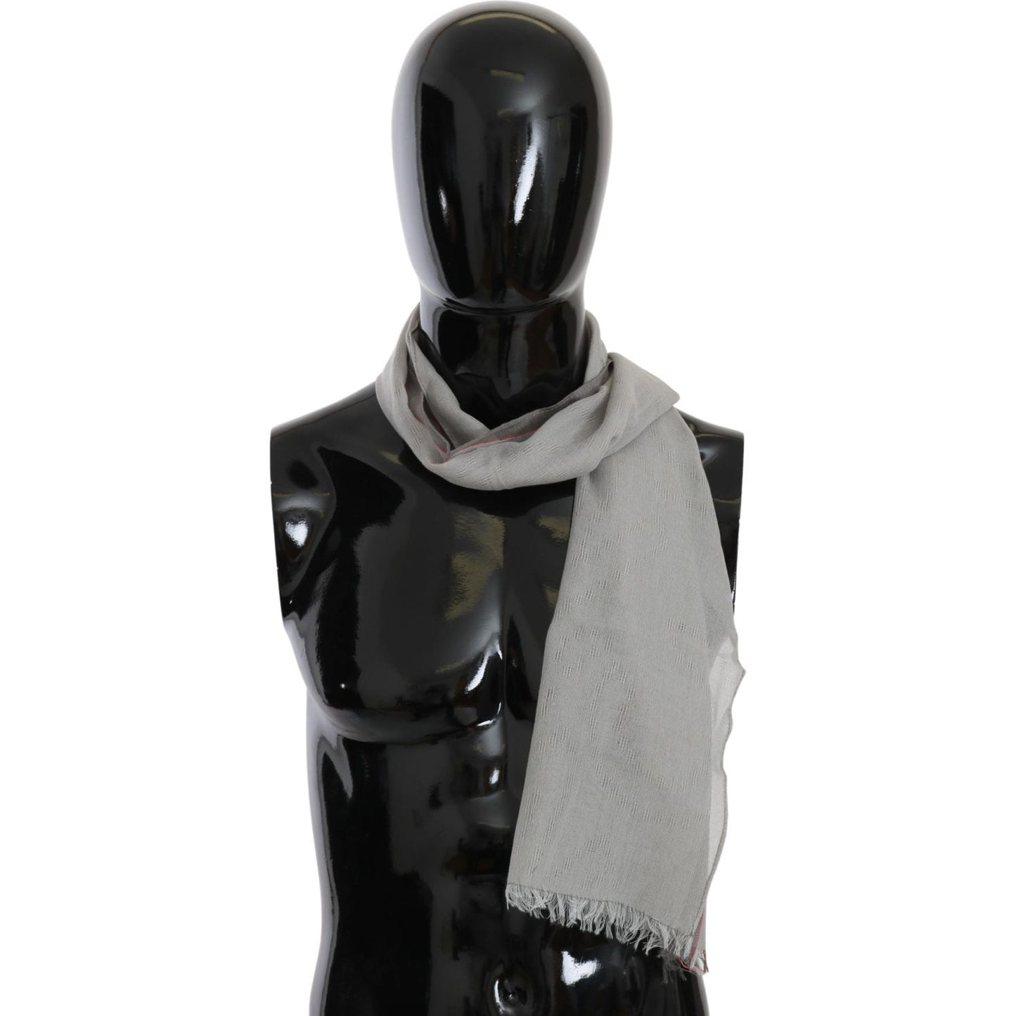 Costume National Gray Fringe Neck Wrap Cotton Scarf Costume National