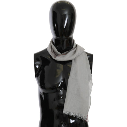 Costume National Gray Fringe Neck Wrap Cotton Scarf Costume National