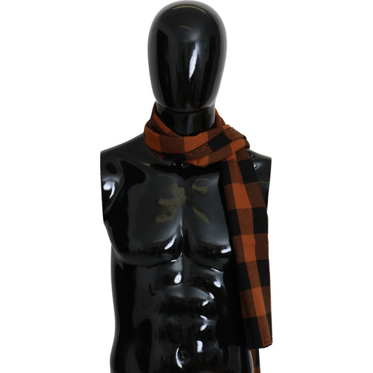 Costume National Orange Check Neck Wrap Shawl Scarf Costume National