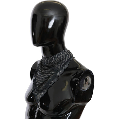 Costume National Black Gray Viscose Foulard Branded Scarf Costume National