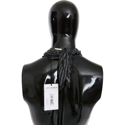 Costume National Black Gray Viscose Foulard Branded Scarf Costume National