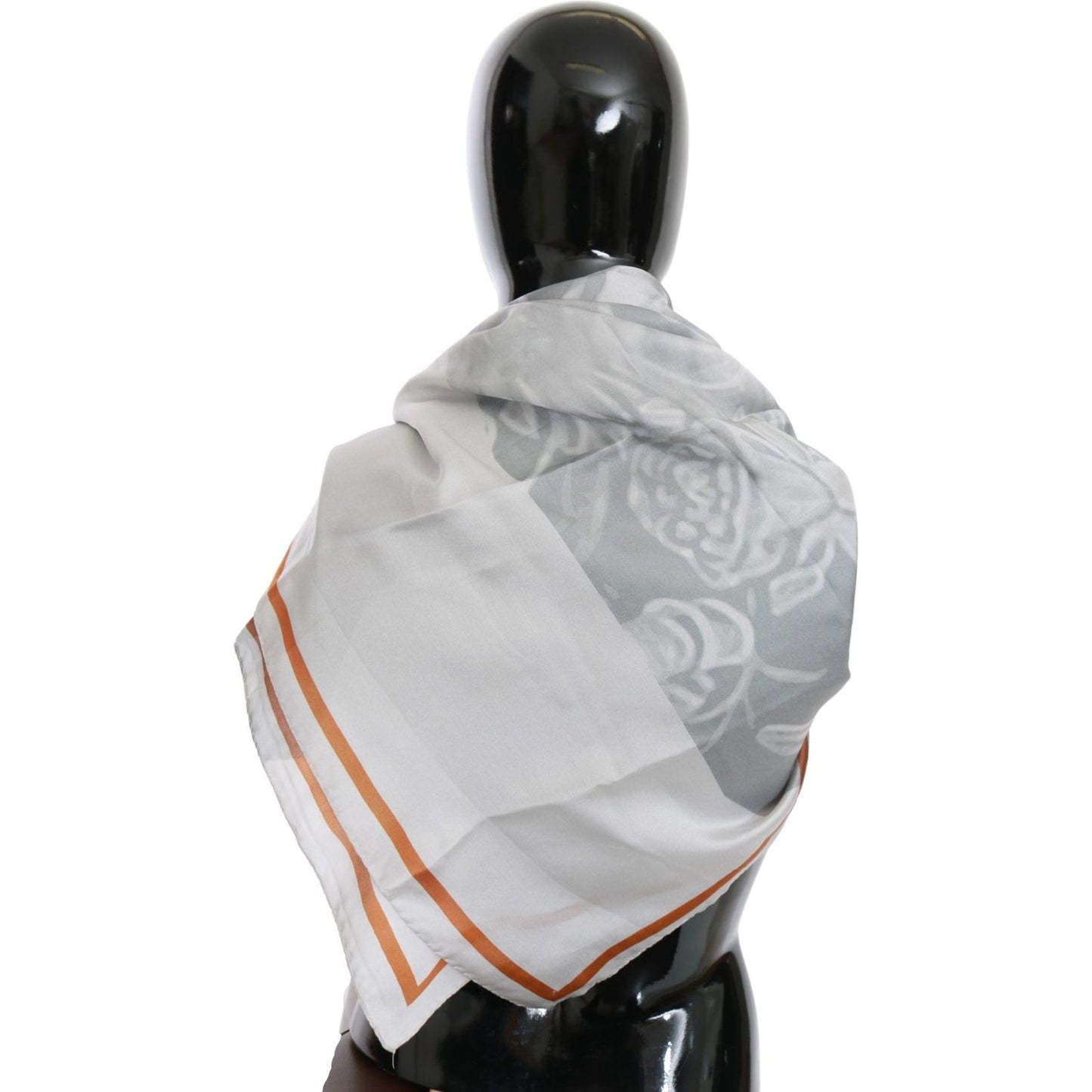 Costume National Gray Red Silk Shawl Foulard Wrap Scarf Costume National