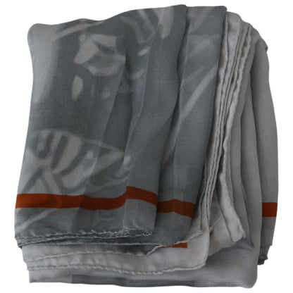 Costume National Gray Red Silk Shawl Foulard Wrap Scarf Costume National