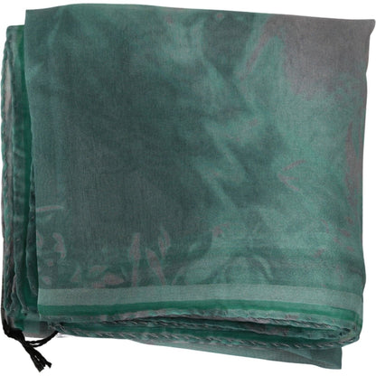 Costume National Green Silk Shawl Foulard Wrap Scarf Costume National