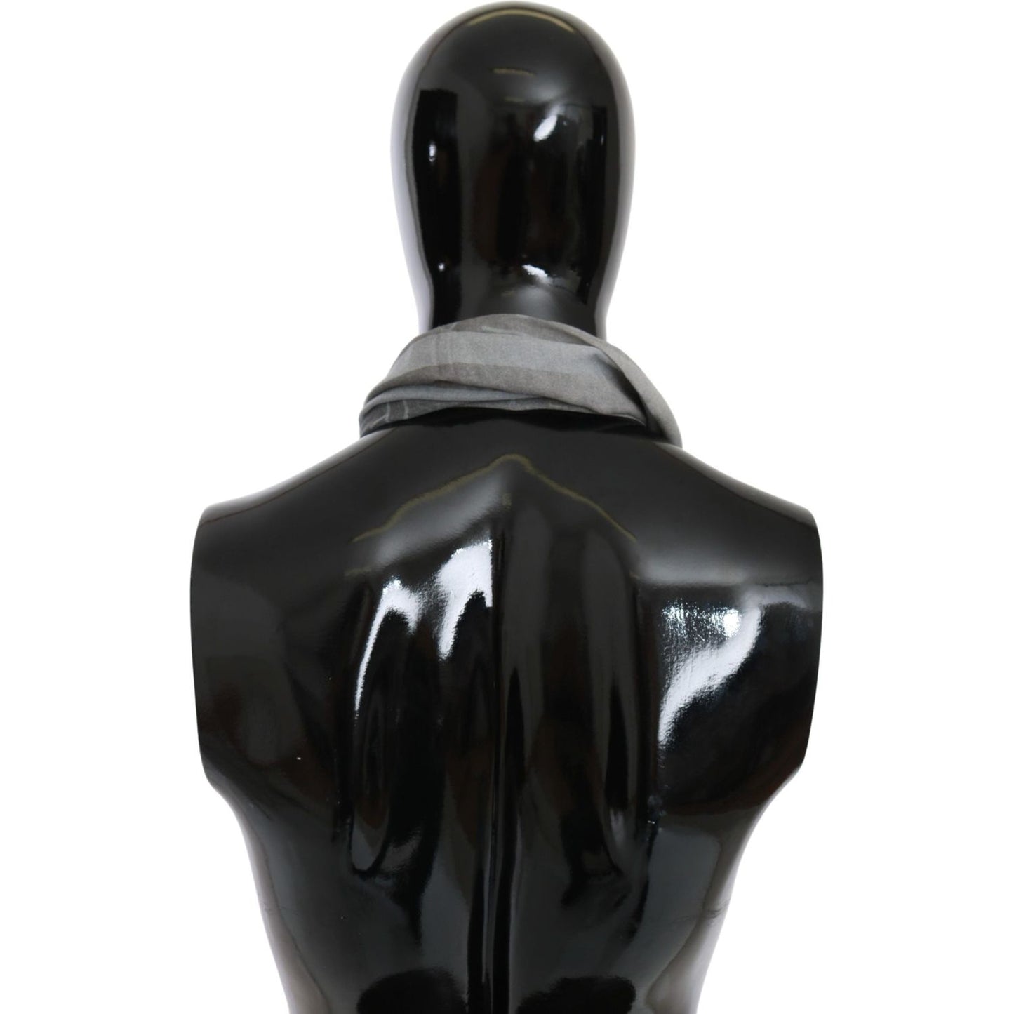 GF Ferre Gray Wool Viscose Foulard Patterned Branded Scarf GF Ferre