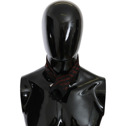 Costume National Black Orange 100% Silk Branded Scarf Costume National