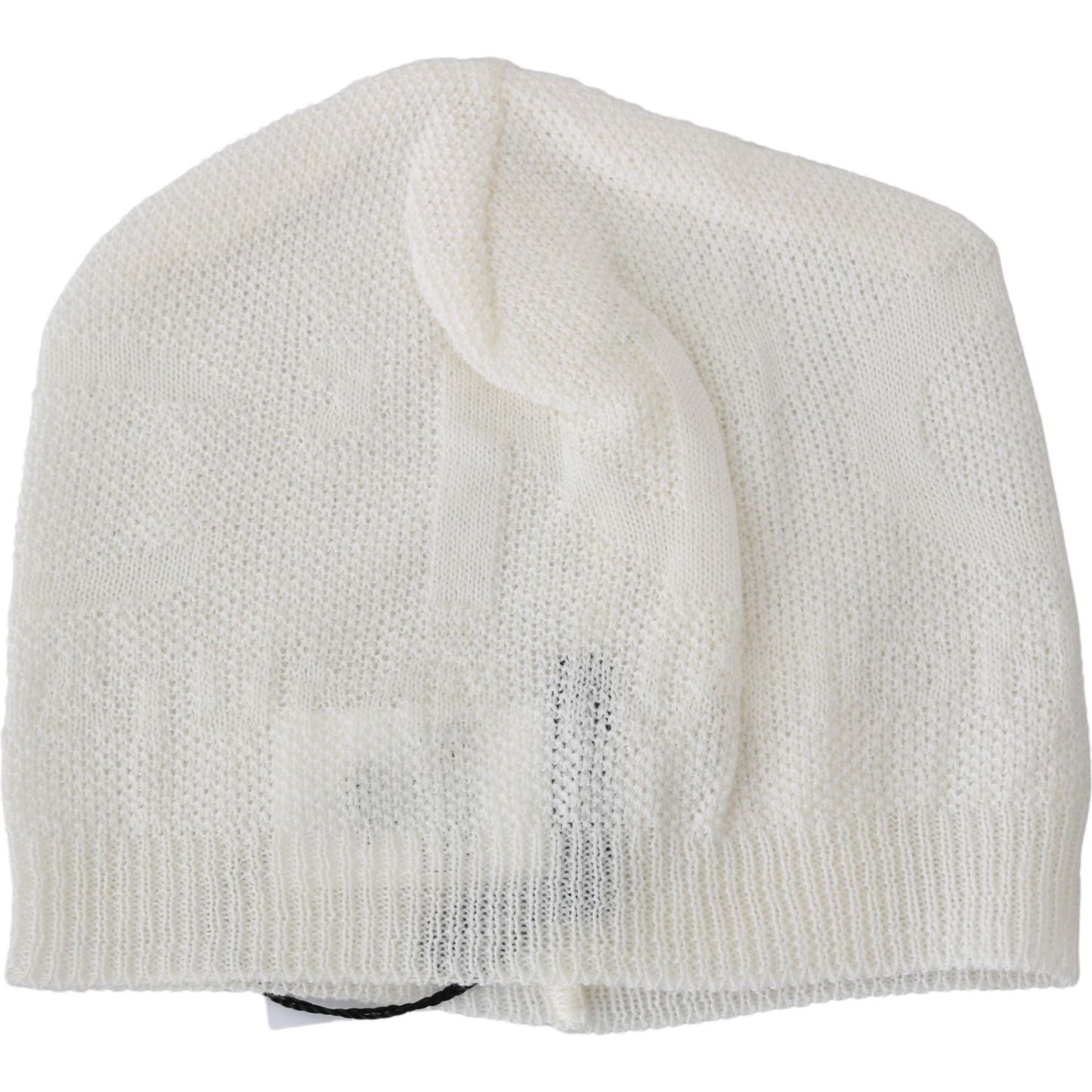 Costume National Beanie White Wool Blend Branded Hat Costume National