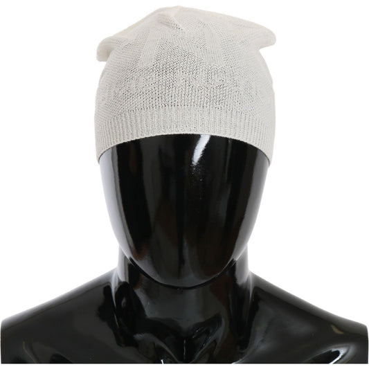 Costume National Beanie White Wool Blend Branded Hat Costume National