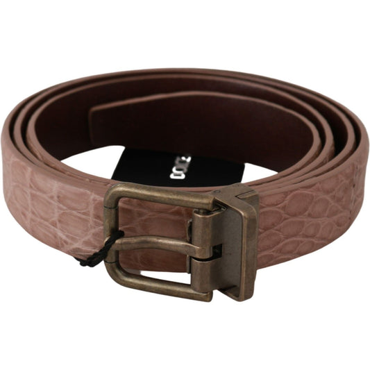 Dolce & Gabbana Beige Exotic Skin Gold Buckle Leather Belt Dolce & Gabbana