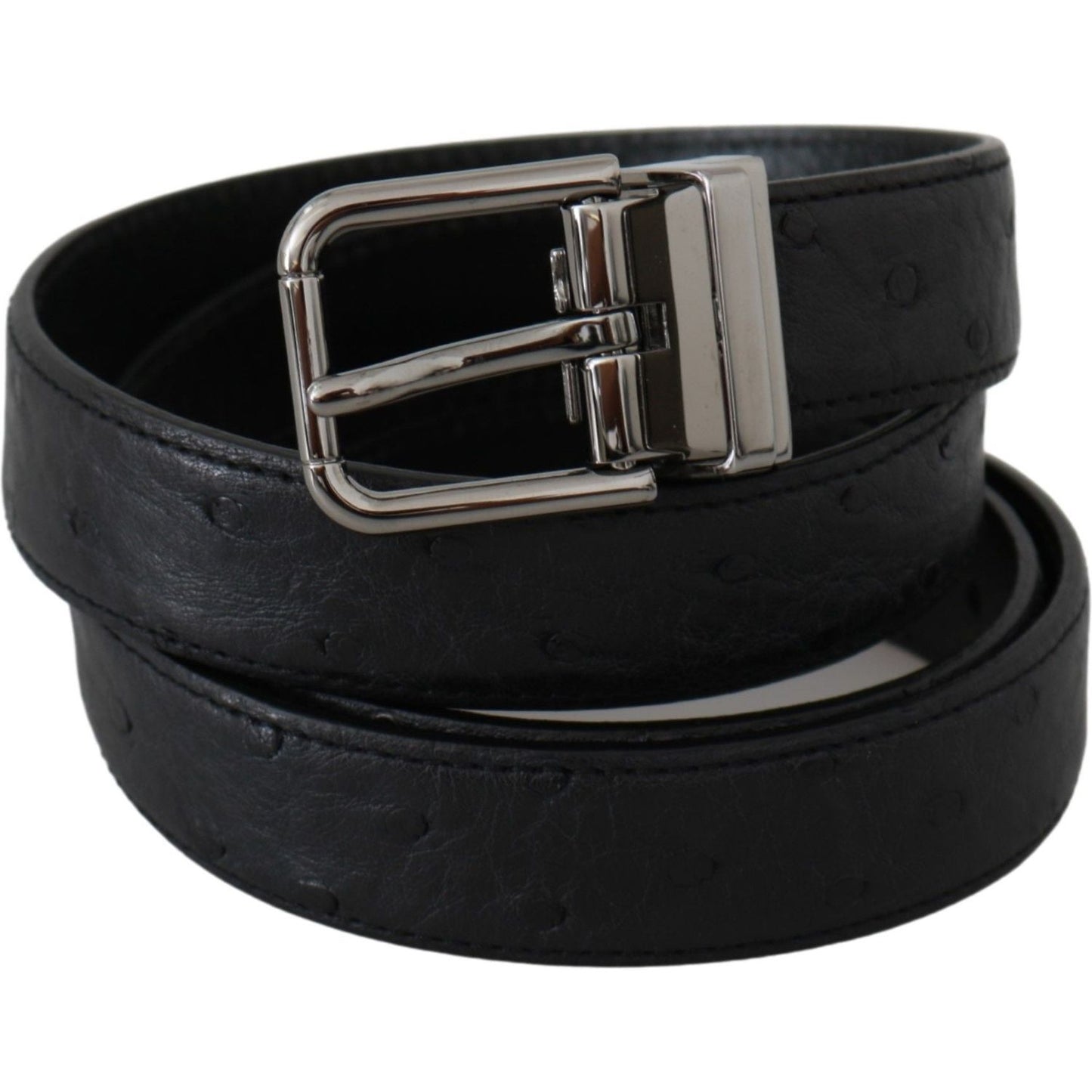 Dolce & Gabbana Black Exotic Skin Pattern Silver Buckle Belt Dolce & Gabbana