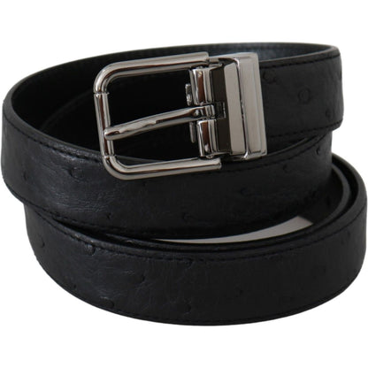 Dolce & Gabbana Black Exotic Skin Pattern Silver Buckle Belt Dolce & Gabbana