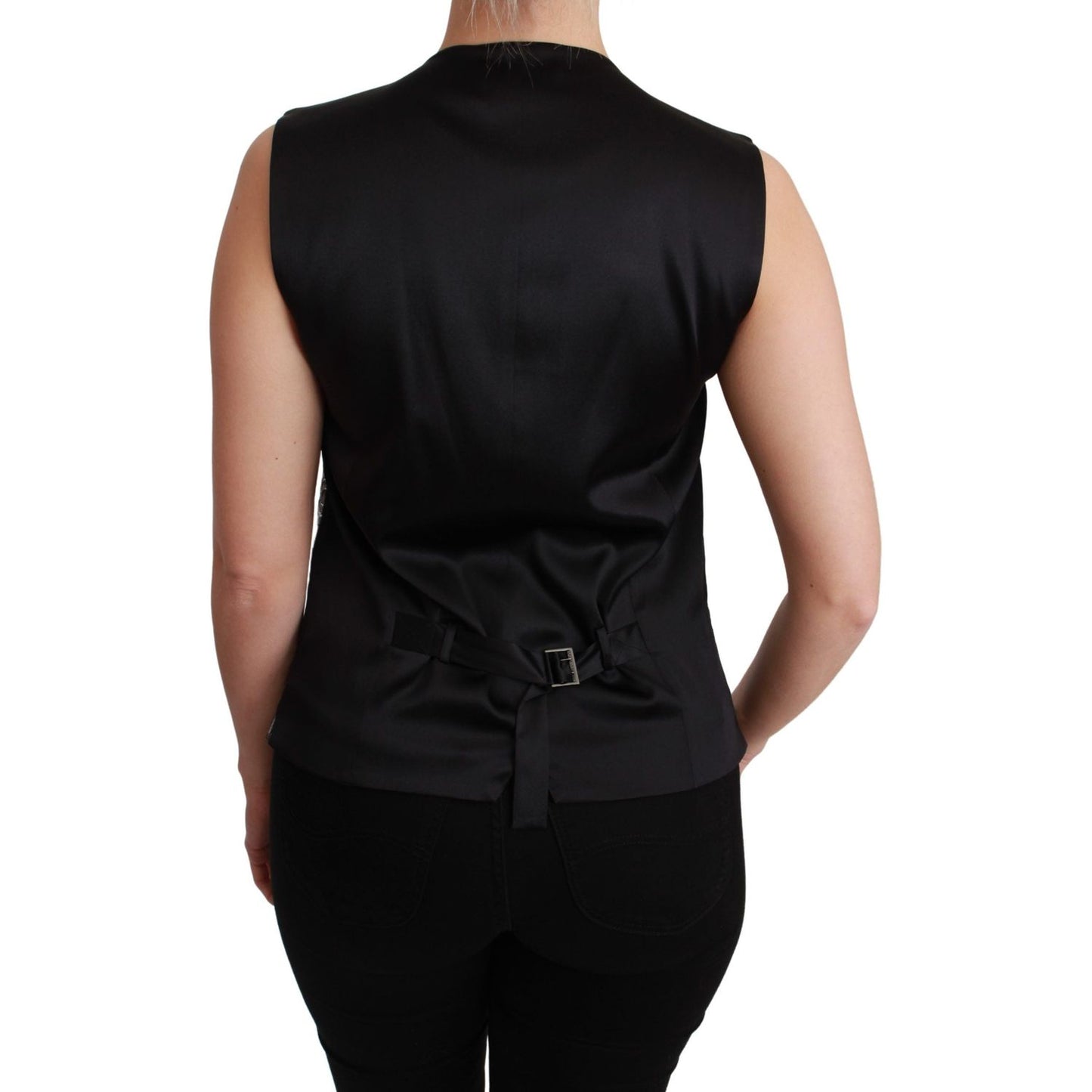 Dolce & Gabbana Silver Brocade Sleeveless Metallic Top Dolce & Gabbana