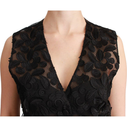Dolce & Gabbana Black Floral Brocade Top Gilet Waistcoat Dolce & Gabbana